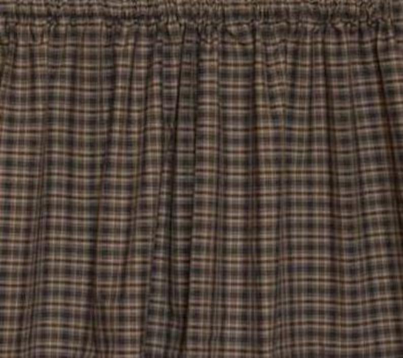 Primitive Plaid Window Valance Farmhouse Rod Pocket Curtain Valance with Khaki Lining Rustic Country Heritage Plaid Collection Made in India