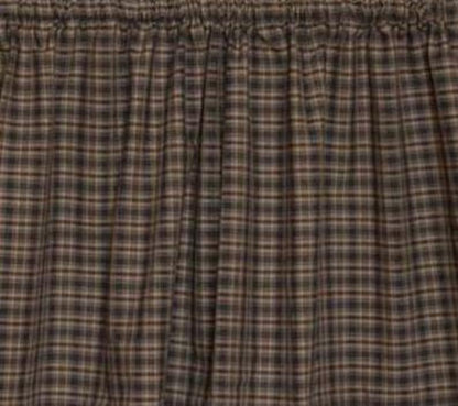 Primitive Plaid Window Valance Farmhouse Rod Pocket Curtain Valance with Khaki Lining Rustic Country Heritage Plaid Collection Made in India