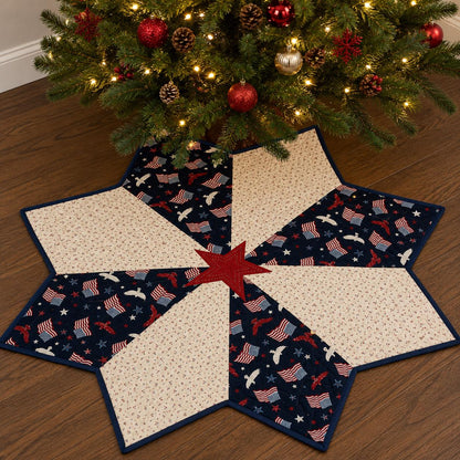 Patriotic Star Table Topper, Americana Quilted Farmhouse Centerpiece, USA Flag Country Table Décor by Home Heart Brands ( Made in India)