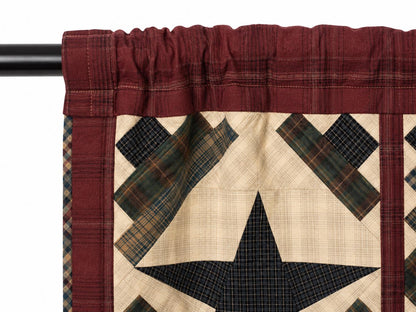 Primitive Cabin Star Window Valance Quilted Rod Pocket Farmhouse Valance Rustic Country Curtain Topper 72"x17" by Home Heart Brands