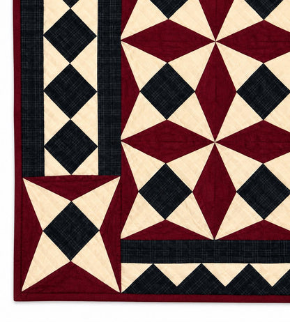 Primitive Spinning Wheel Quilt Hand Quilted Wall Hanging & Table Topper Plaid Country quilt decor by Home Heart Brands (Made in India)