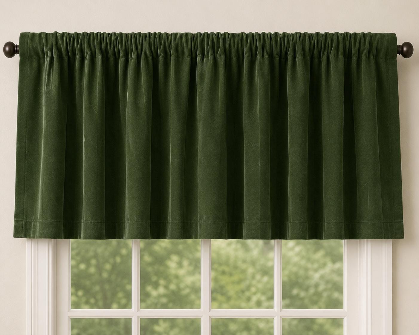 Luxury olive green Velvet Rod Pocket Window Valance Curtain Valance Farmhouse Velvet Kitchen Window Treatment Home Heart Collection