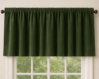 Luxury olive green Velvet Rod Pocket Window Valance Curtain Valance Farmhouse Velvet Kitchen Window Treatment Home Heart Collection