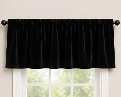 Luxury Black Velvet Rod Pocket Window Valance Curtain Valance Farmhouse Velvet Kitchen Window Treatment Home Heart Collection