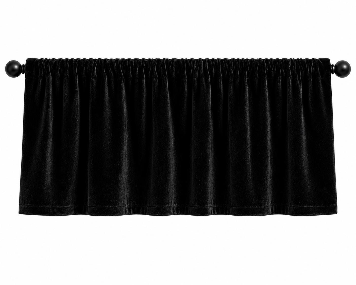 Luxury Black Velvet Rod Pocket Window Valance Curtain Valance Farmhouse Velvet Kitchen Window Treatment Home Heart Collection