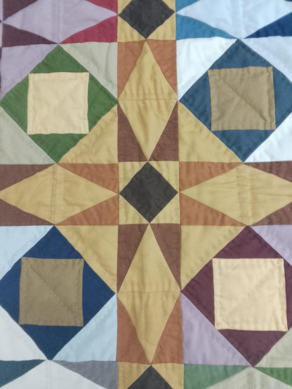 Primitive Patchwork Star Quilted Square Table Topper, Tree Mat , Wall Hanging Farmhouse Geometric Decor by Home Heart Brands (Made in India)