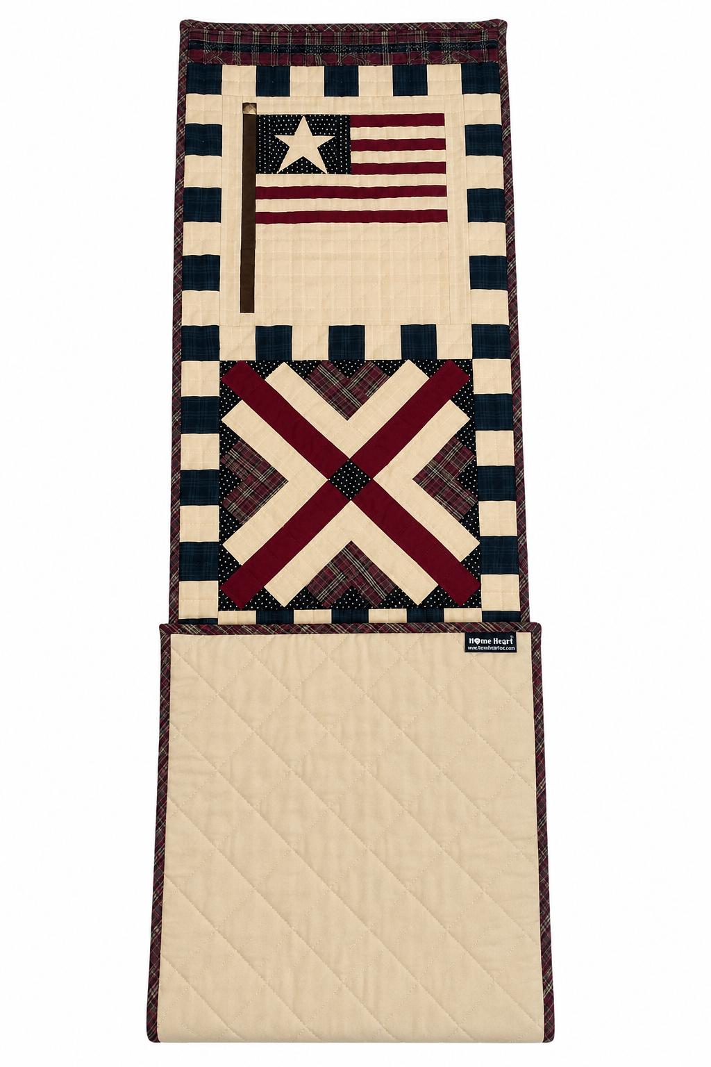 Table runner hand quilted, patchwork, Table Toppers Calico country American flag Patchwork Table runner by HOME HEART Brands(made in INDIA)