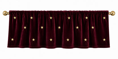Velvet Star Embroidered Window Valance Gold Star Velvet Valance 2" Rod Pocket Custom Widths Farmhouse Window Treatment by Home Heart Brands