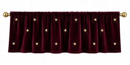 Velvet Star Embroidered Window Valance Gold Star Velvet Valance 2" Rod Pocket Custom Widths Farmhouse Window Treatment by Home Heart Brands