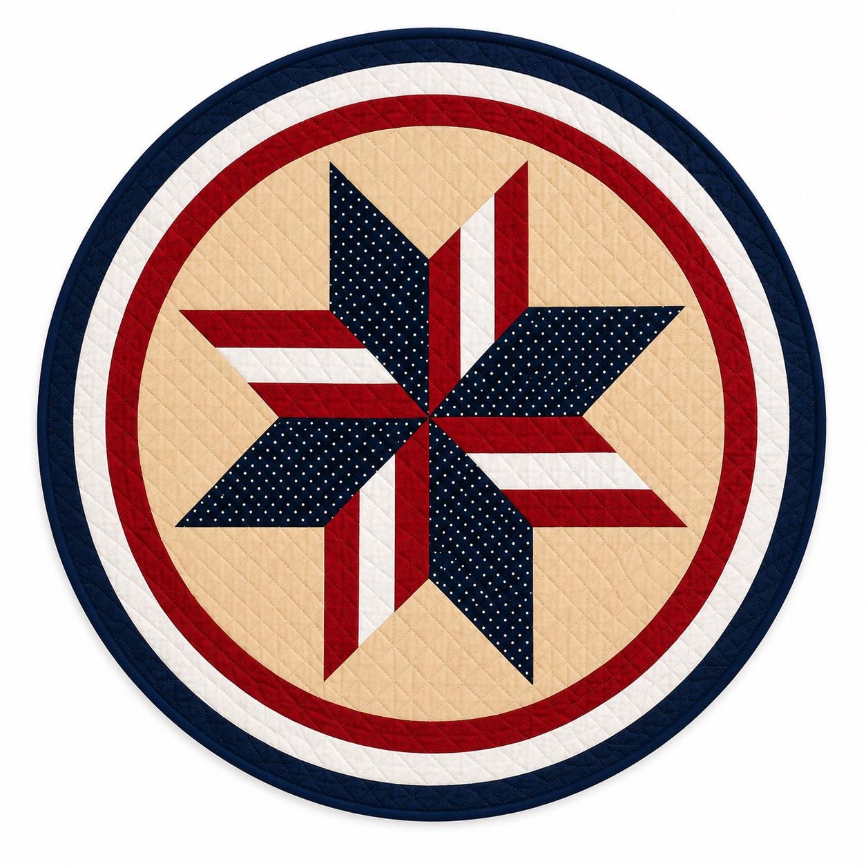 Primitive Americana Star Quilted Table Topper & Wall Hanging,  Country Farmhouse Quilt Decor by Home Heart Brands ( made in India)