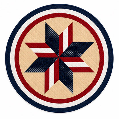 Primitive Americana Star Quilted Table Topper & Wall Hanging,  Country Farmhouse Quilt Decor by Home Heart Brands ( made in India)