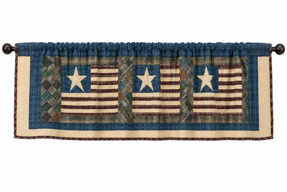 Primitive Americana Flag Patchwork Window Valance – Rustic Country Farmhouse Curtain Topper 73"x17" by Home Heart Brands