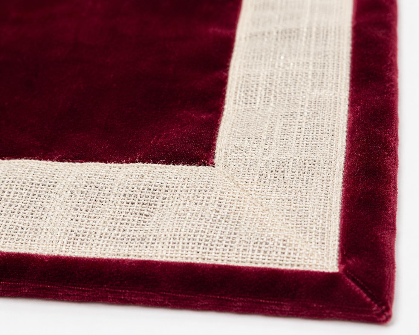 Burgundy Micro Velvet Table Runner with Ivory Lurex Jute Border Rustic Luxury Farmhouse Dining Decor by Home Heart Brands(made in INDIA)