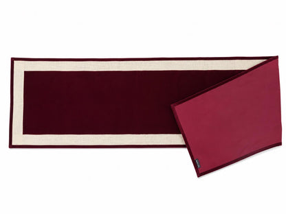 Burgundy Micro Velvet Table Runner with Ivory Lurex Jute Border Rustic Luxury Farmhouse Dining Decor by Home Heart Brands(made in INDIA)