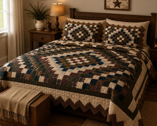 Make to order: Trip Around the World Zig Zag Hand Quilted Bedspread Quilt, Country Patchwork  Bedding by HOME HEART BRANDS (Made in India)