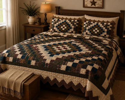 Make to order: Trip Around the World Zig Zag Hand Quilted Bedspread Quilt, Country Patchwork Bedding by HOME HEART BRANDS (Made in India)