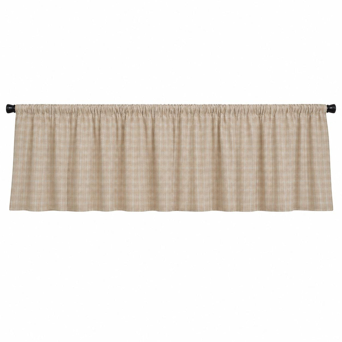 Beige Plaid Window Valance 17"x73" , Farmhouse Country Curtain Topper, Rustic Kitchen Window Treatment by HOME HEART BRANDS (Made in India)