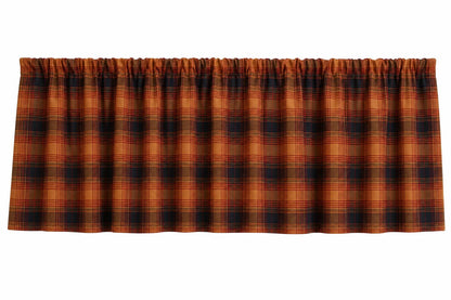 Burnt Rust Plaid Window Valance 17"x73" , Farmhouse Country Curtain Topper, Kitchen Window Treatment by HOME HEART BRANDS (Made in India)