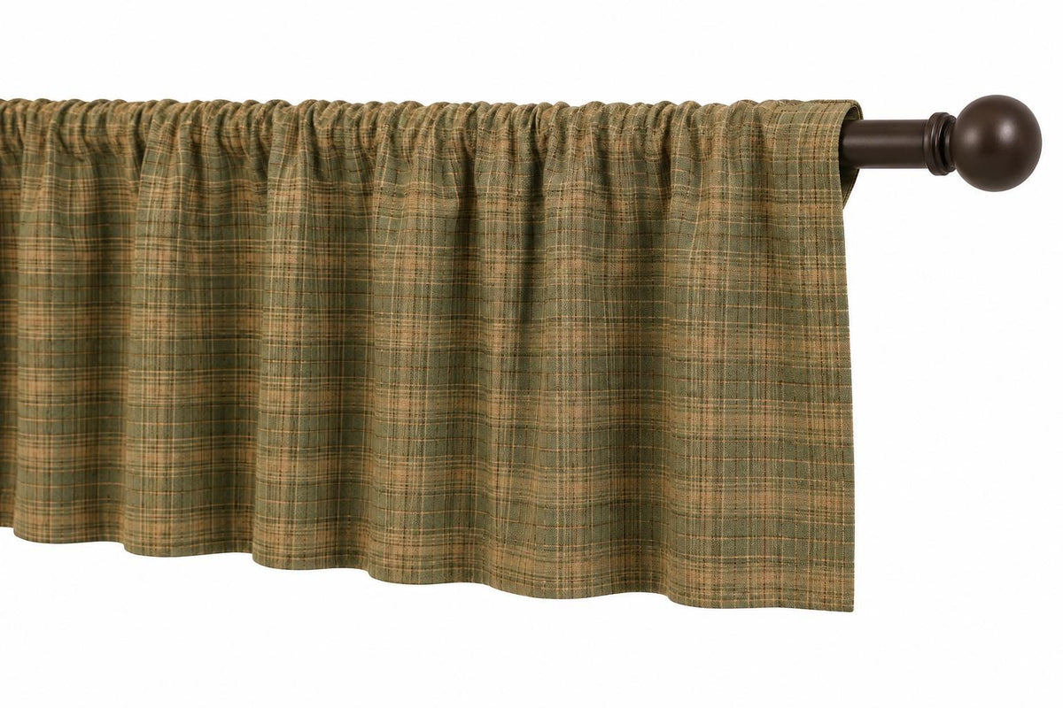 Heritage Green Plaid Window Valance 17"x73" Farmhouse Country Curtain Topper, Kitchen Window Treatment by HOME HEART BRANDS (Made in India)