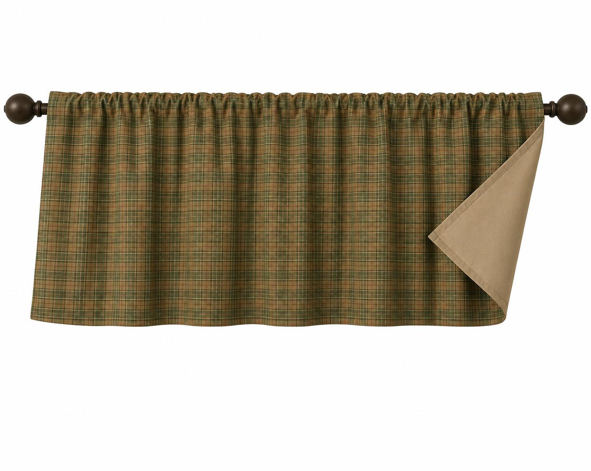 Heritage Green Plaid Window Valance 17"x73" Farmhouse Country Curtain Topper, Kitchen Window Treatment by HOME HEART BRANDS (Made in India)