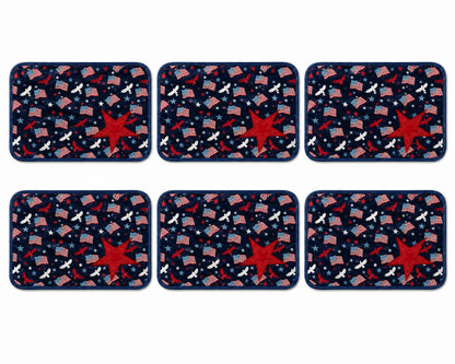 Patriotic Star Quilted Placemat 14"x19" size ,Americana farmhouse mat, Country USA Flag Dining Décor by Home Heart Brands (Made in India)