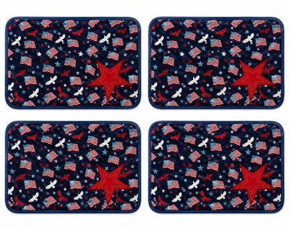 Patriotic Star Quilted Placemat 14"x19" size ,Americana farmhouse mat, Country USA Flag Dining Décor by Home Heart Brands (Made in India)