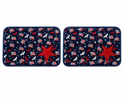 Patriotic Star Quilted Placemat 14"x19" size ,Americana farmhouse mat, Country USA Flag Dining Décor by Home Heart Brands (Made in India)
