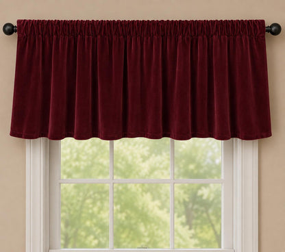Luxury Burgundy Velvet Rod Pocket Window Valance Custom Size Curtain Valance Farmhouse Velvet Kitchen Window Treatment Home Heart Collection