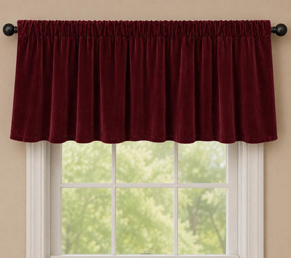 Luxury Burgundy Velvet Rod Pocket Window Valance Custom Size Curtain Valance Farmhouse Velvet Kitchen Window Treatment Home Heart Collection