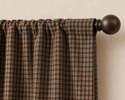 Primitive Plaid Window Valance Farmhouse Rod Pocket Curtain Valance with Khaki Lining Rustic Country Heritage Plaid Collection Made in India