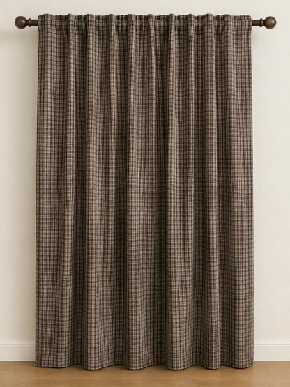 Primitive Plaid Curtain Panel with Khaki Lining Rod Pocket Farmhouse Curtain Country Rustic Window Treatment Heritage Plaid Collection