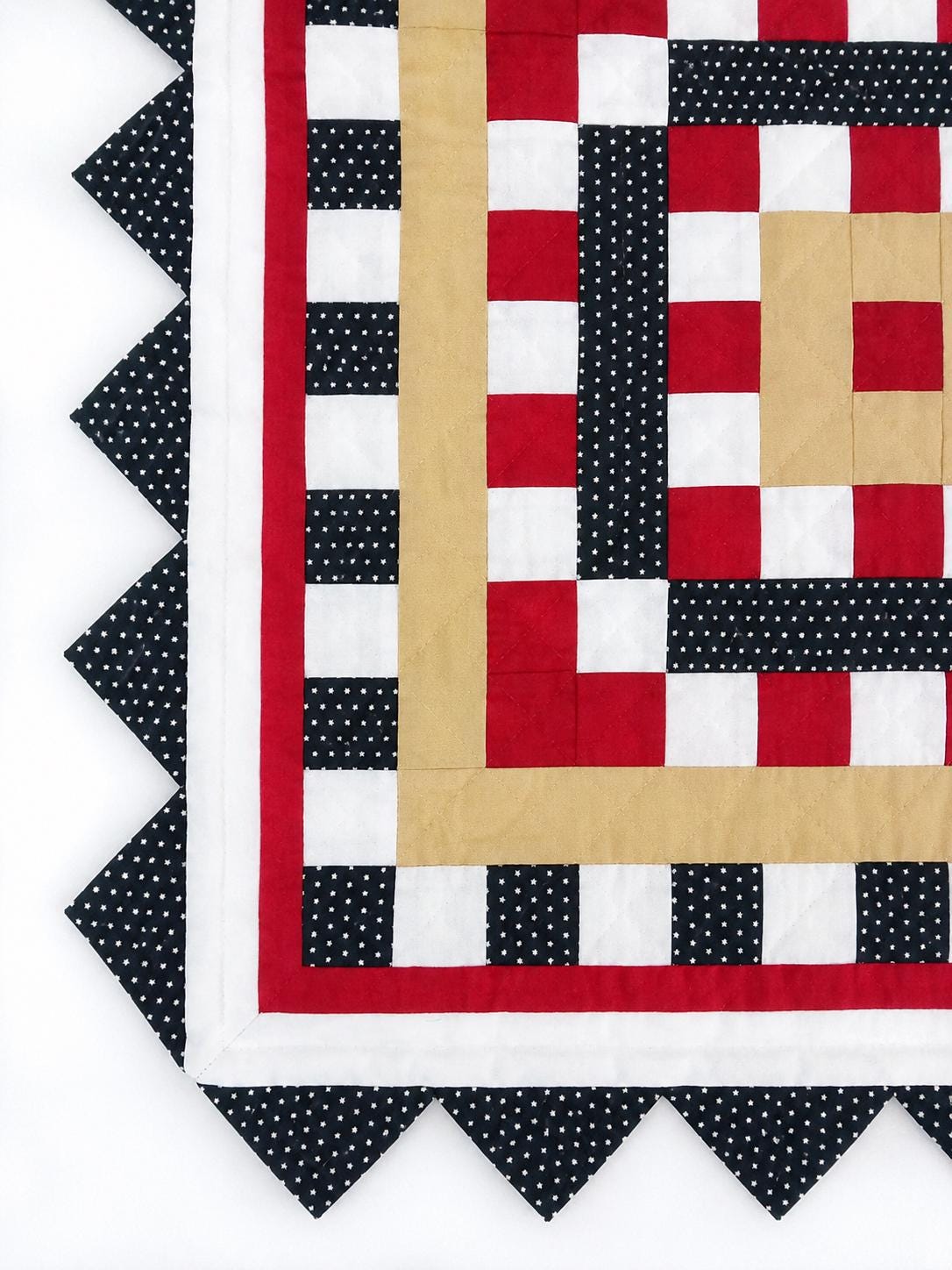 Patriotic Star Table Topper Primitive Farmhouse Wall Hanging Americana Country Decor zig zag quilt by Home Heart brands (Made in India)
