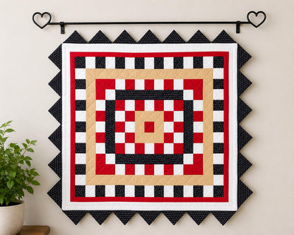 Patriotic Star Table Topper Primitive Farmhouse Wall Hanging Americana Country Decor zig zag quilt by Home Heart brands (Made in India)