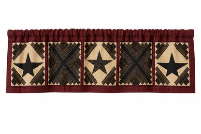 Primitive Cabin Star Window Valance Quilted Rod Pocket Farmhouse Valance Rustic Country Curtain Topper 72"x17" by Home Heart Brands