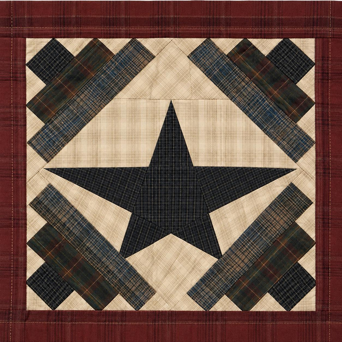 Primitive Cabin Star Window Valance Quilted Rod Pocket Farmhouse Valance Rustic Country Curtain Topper 72"x17" by Home Heart Brands