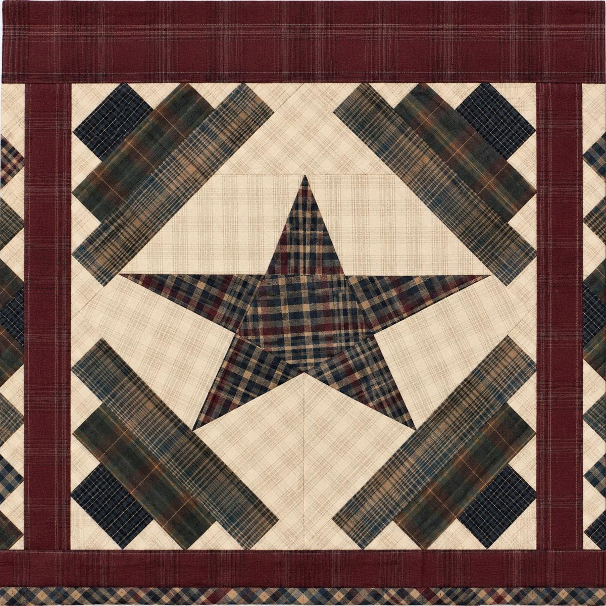 Primitive Cabin Star Window Valance Quilted Rod Pocket Farmhouse Valance Rustic Country Curtain Topper 72"x17" by Home Heart Brands
