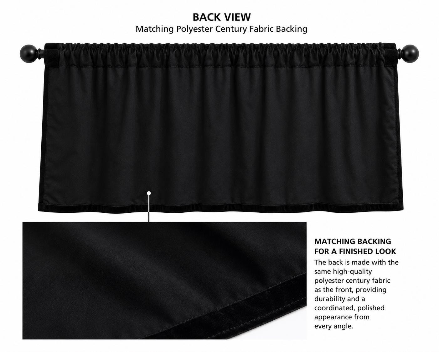 Luxury Black Velvet Rod Pocket Window Valance Curtain Valance Farmhouse Velvet Kitchen Window Treatment Home Heart Collection