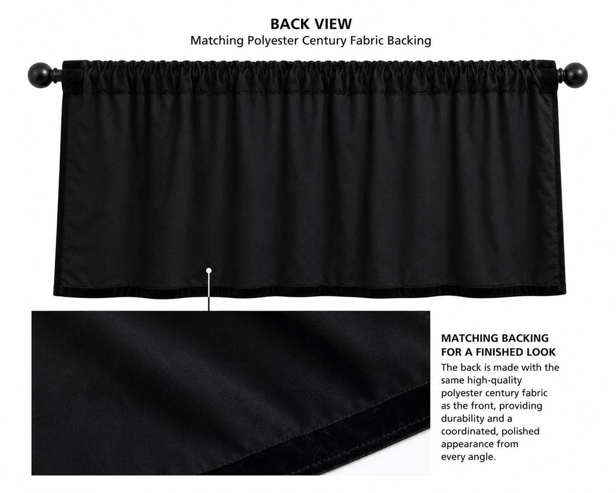 Luxury Black Velvet Rod Pocket Window Valance Curtain Valance Farmhouse Velvet Kitchen Window Treatment Home Heart Collection