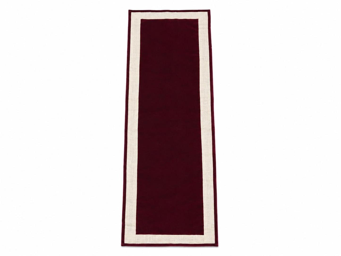 Burgundy Micro Velvet Table Runner with Ivory Lurex Jute Border Rustic Luxury Farmhouse Dining Decor by Home Heart Brands(made in INDIA)