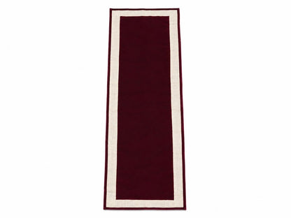 Burgundy Micro Velvet Table Runner with Ivory Lurex Jute Border Rustic Luxury Farmhouse Dining Decor by Home Heart Brands(made in INDIA)