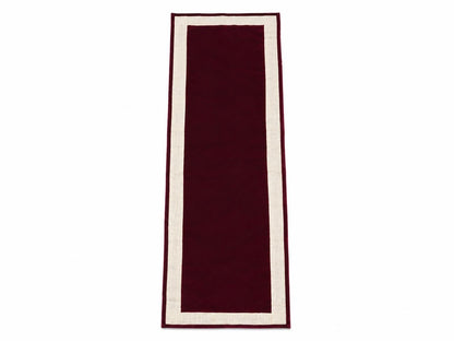 Burgundy Micro Velvet Table Runner with Ivory Lurex Jute Border Rustic Luxury Farmhouse Dining Decor by Home Heart Brands(made in INDIA)