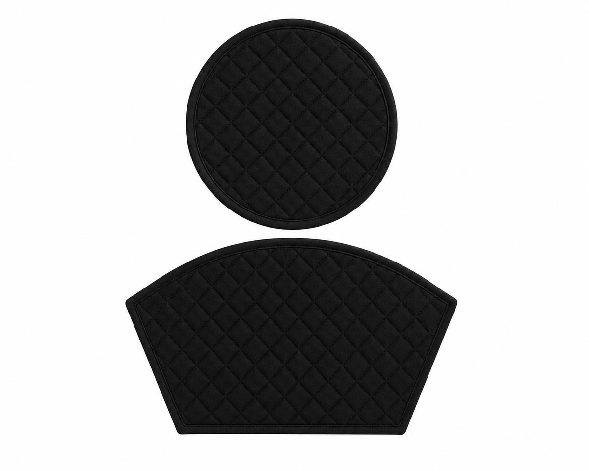 Custom Black Cotton Duck Wedge Placemat Set, 4 Wedge Mats & 1 Round Centerpiece, Diamond Quilted, Thin Lightweight, Made to Order