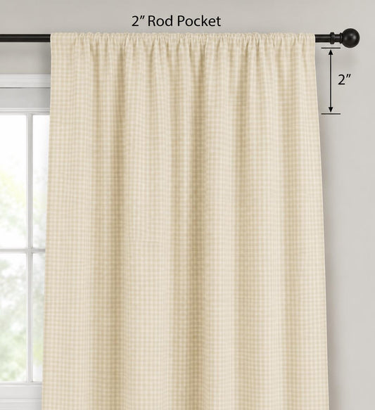 Primitive wheat Plaid curtain Panel with Lining and Rod Pocket Farmhouse Curtain Country Rustic Window Treatment Heritage Plaid Collection