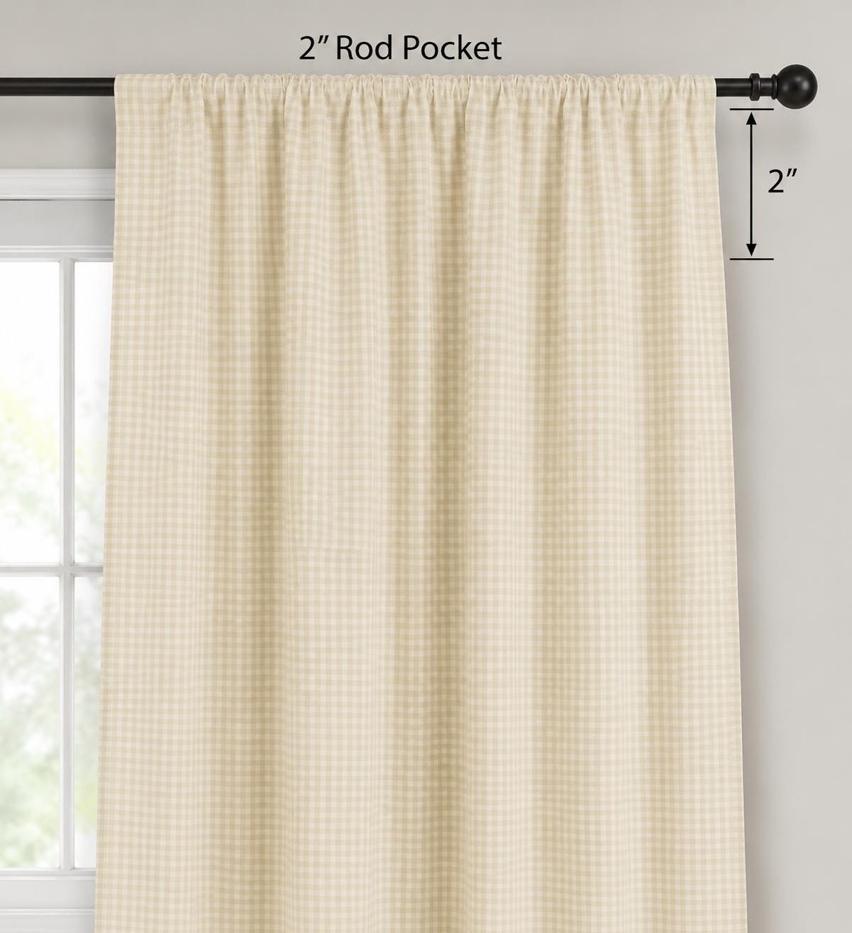 Primitive wheat Plaid curtain Panel with Lining and Rod Pocket Farmhouse Curtain Country Rustic Window Treatment Heritage Plaid Collection