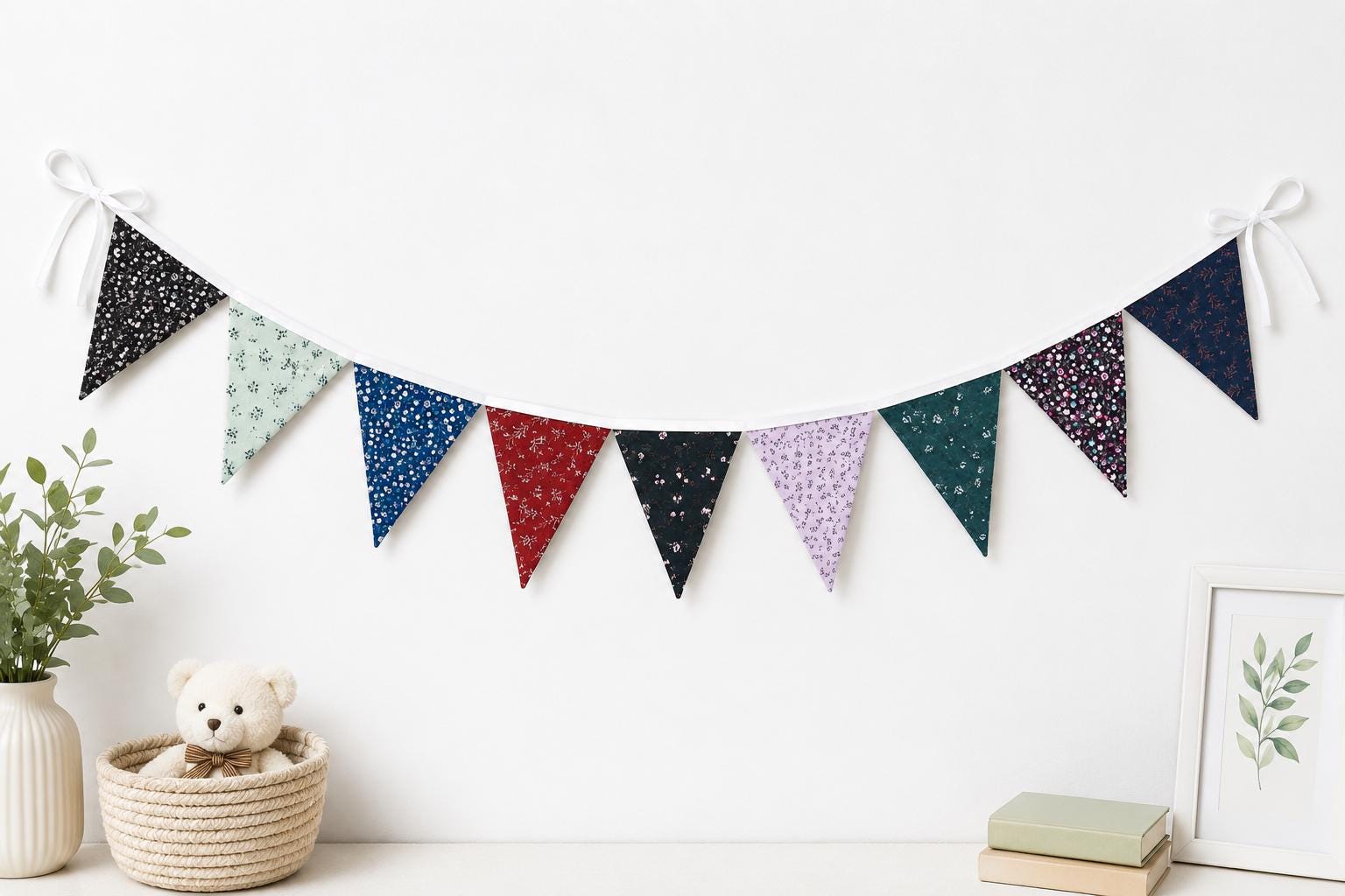 Floral Reversible Bunting Banner | Handmade Pennant Garland | 48", 72" & 96" Lengths | Cottage Decor by HOME HEART Brands (Made in India)