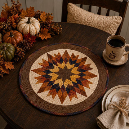 Autumn Leaves Quilted Table Topper Fall Centerpiece Mat, Handmade Patchwork Thanksgiving Table Decor by Home Heart brands (Made in India)