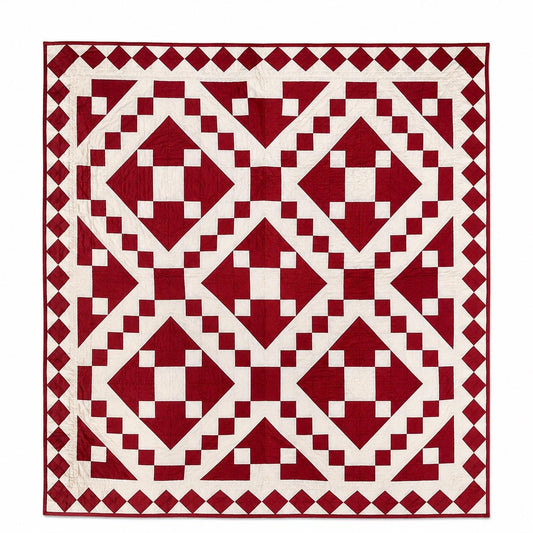 Diamond Chain Quilt Wall Hanging | Handmade Cotton Patchwork | Farmhouse Wall Decor | Baby Quilt | Throw Blanket by HOME HEART Brands