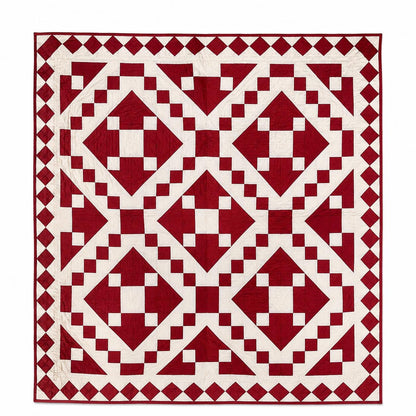 Diamond Chain Quilt Wall Hanging | Handmade Cotton Patchwork | Farmhouse Wall Decor | Baby Quilt | Throw Blanket by HOME HEART Brands