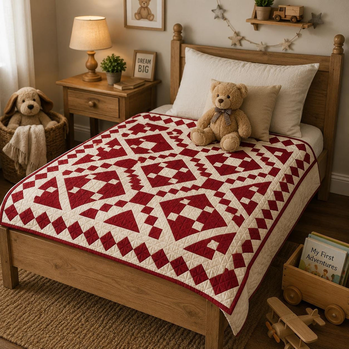 Diamond Chain Quilt Wall Hanging | Handmade Cotton Patchwork | Farmhouse Wall Decor | Baby Quilt | Throw Blanket by HOME HEART Brands