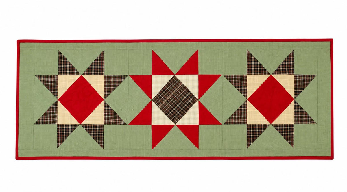 Flat Hand Quilted Table Runners & Toppers | Rising Country Star Plaid Collection | HOME HEART Brands | Made in India
